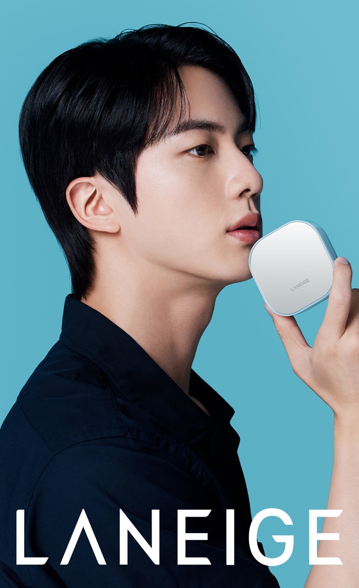 BTS Jin holding NEO Cushion Mewy